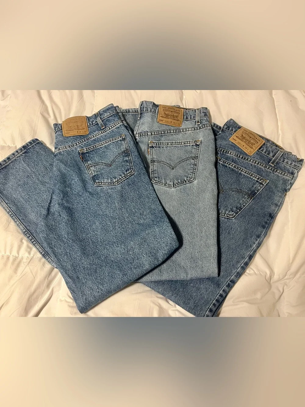 Lot of 3 VTG ‘97 Orange Tab Levi's 550 Relaxed Fit Denim Jeans 38x32